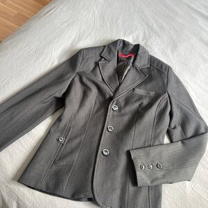 Women's Gray Tailored Blazer - Classic Single-Breasted Jacket